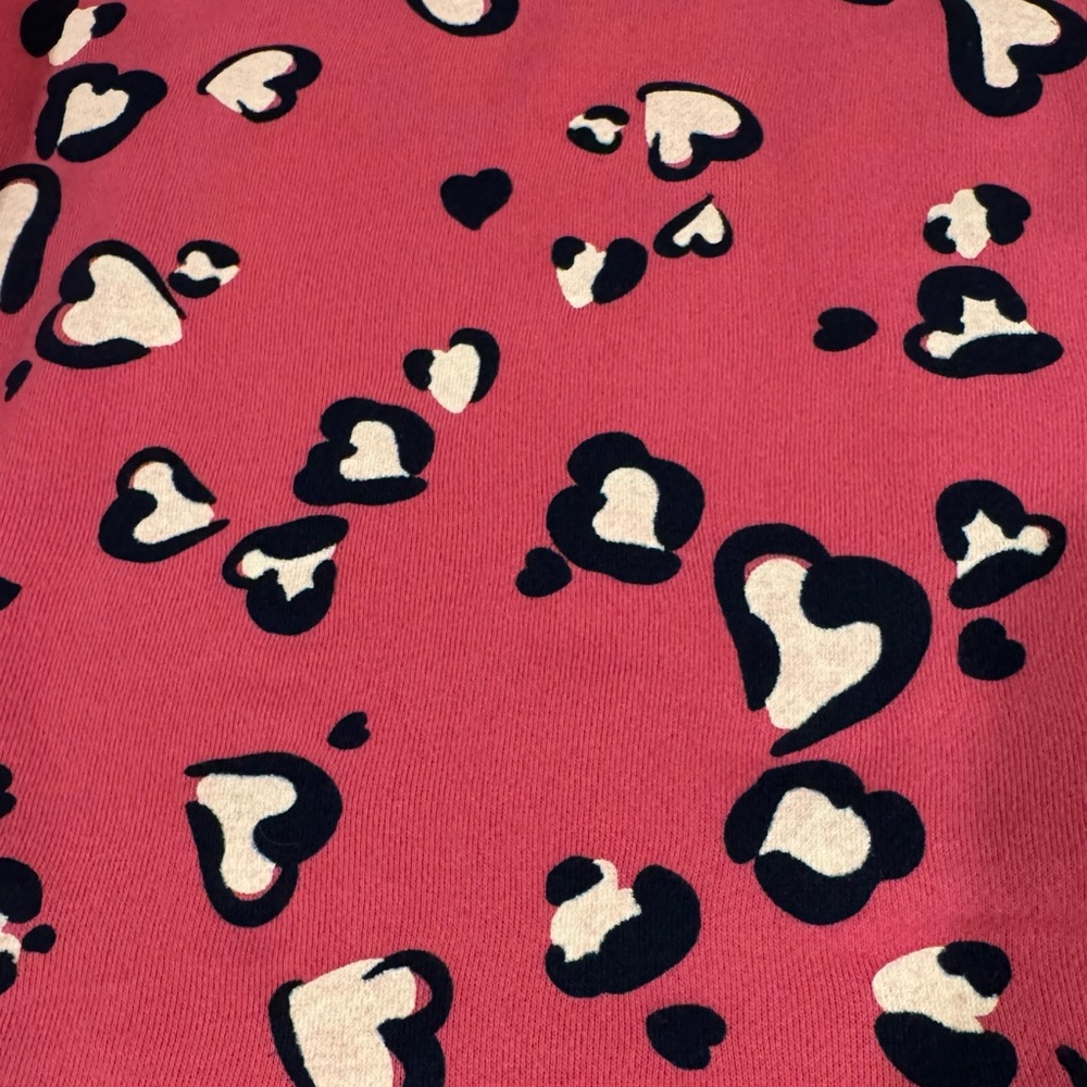 Crown & Ivy Pink Heart Leopard Print Ruffle Sweatshirt Small Cozy - Picture 7 of 8